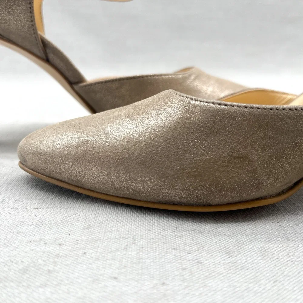 Paul Green Womens 5.5/ 8 Nicolette‎ Mary Jane Pumps Beige Metalic Leather Heels